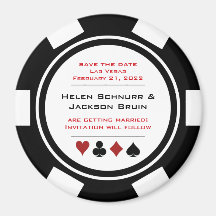 Noir et Blanc Poker Chip Mariage Enregistrer la da