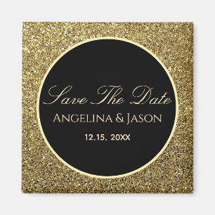Aimant Noir et Or Mariage Enregistrer la date