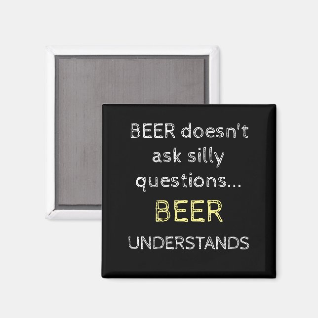 Aimant Noir jaune et blanc avec citation bière (Recto/Verso)
