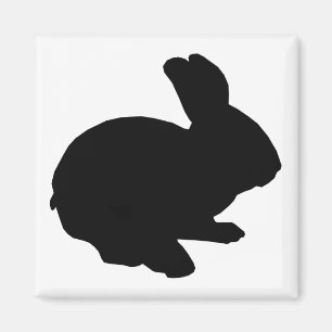 Aimant Noir Silhouette Lapin de Pâques