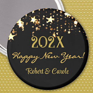 Aimant Nom, Bonne Année Noir & Or 2,25 po Cadeau