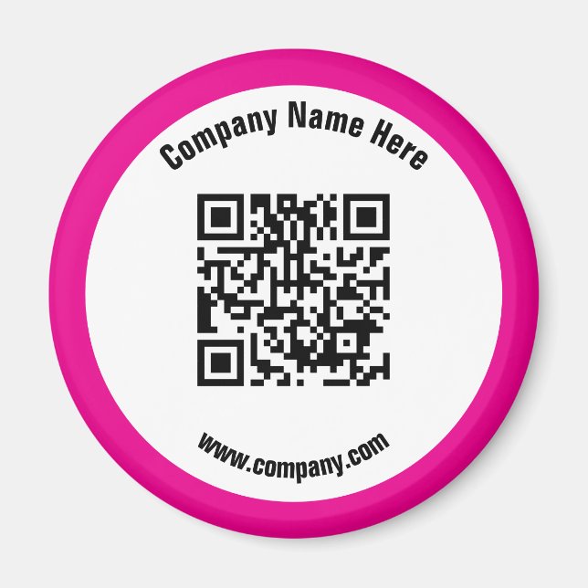 Aimant Nom commercial promotionnel rose QR Code (Devant)