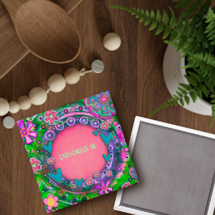 Aimant Nom customisé ou mot Pretty Pretty Green Floral