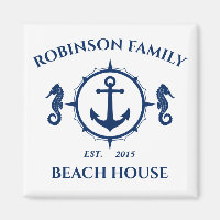 Nom de famille Beach House Seahorse Ancre Bleu Bla