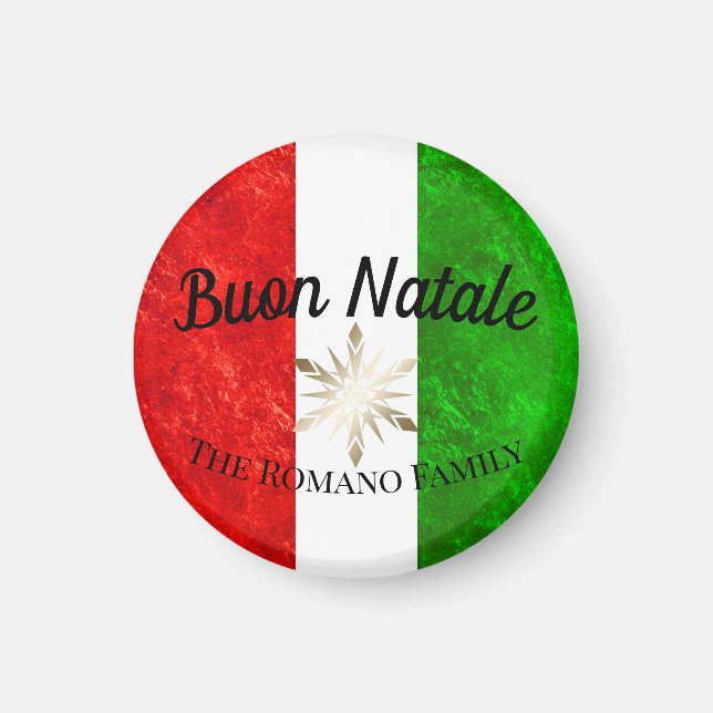 Aimant Nom de famille italien Buon Natale Drapeau Noël (Devant)