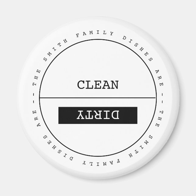 Aimant Nom de famille personnalisé simple propre lave-vai (Devant)