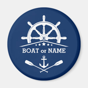 Aimant Nom de votre bateau ou Ancre texte Oars Helm Navy 