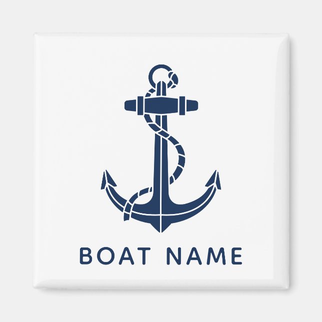Aimant Nom du bateau personnalisé Ancre Croisière Voyage (Devant)