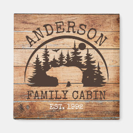 Aimant Nom du Cabine de famille Personnalisé en bois rust