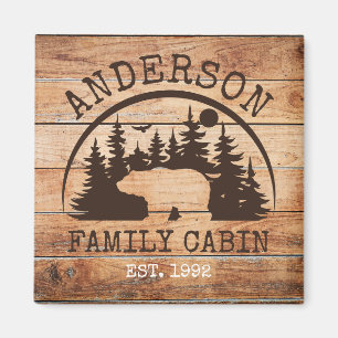 Aimant Nom du Cabine de famille Personnalisé en bois rust