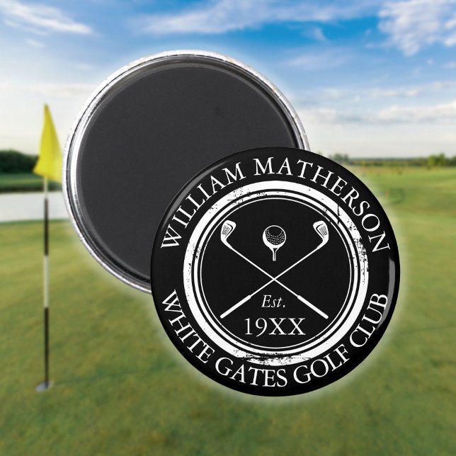 Aimant Nom du club de golf personnalisé Timbre de golf âg (Personalized Golf Club Name Golf Aged Stamp Magnet)