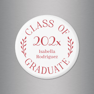 Aimant Nom du diplômé de l'année en typographie rouge