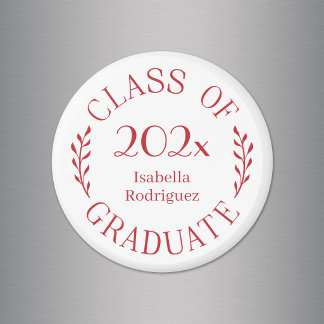 Aimant Nom du diplômé de l'année en typographie rouge