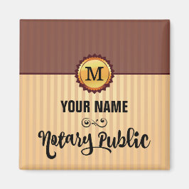 Aimant Nom du monogramme du sceau d'or public du notaire