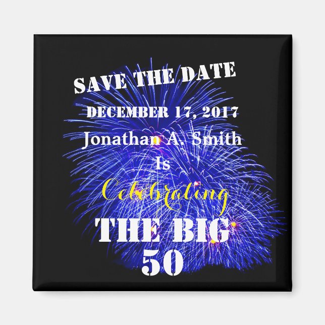 Aimant Nom et date personnalisés - (Devant)