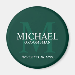 Aimant Nom et monogramme des Groomsmen personnalisés
