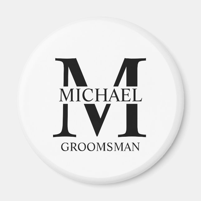 Aimant Nom et monogramme du Groomsman personnalisé (Devant)