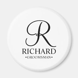 Aimant Nom et monogramme du Groomsman personnalisé
