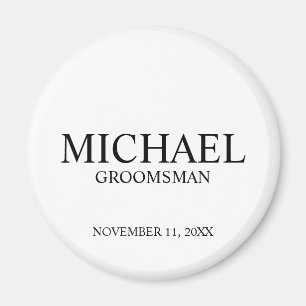 Aimant Nom et monogramme du Groomsman personnalisé modern