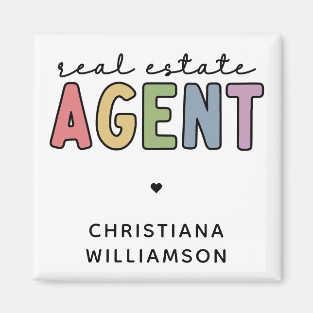 Aimant Nom personnalisé Agent immobilier | Cadeaux immobi (Devant)