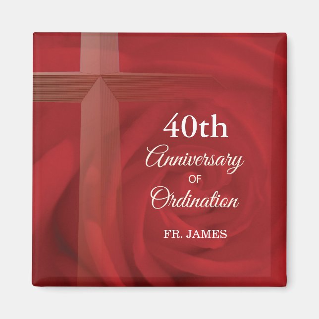 Aimant Nom personnalisé Anniversaire du prêtre Ordination (Devant)