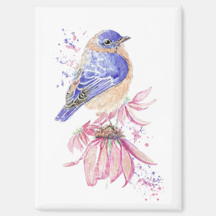 Aimant Nom personnalisé Aquarelle Bluebird Garden Oiseau