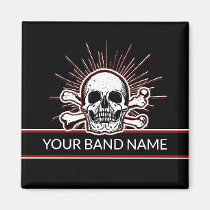 Aimant Nom personnalisé Bande Os crâne Rock & Roll Punk