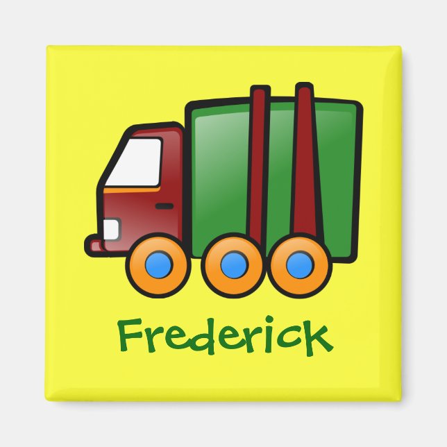 Aimant Nom personnalisé Camion de dessin (Devant)
