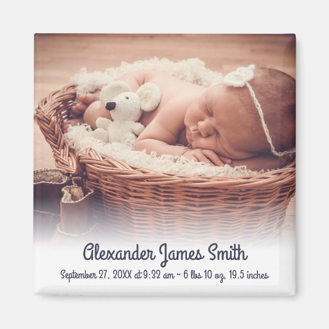 Aimant Nom personnalisé Date Photo Baby Boy Faire-part de (Devant)