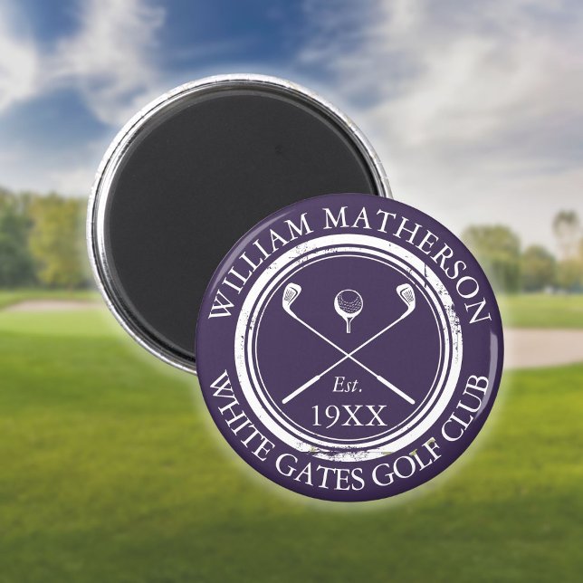Aimant Nom personnalisé du club de golf Purple (Personalized Golf Club Name Purple Magnet)