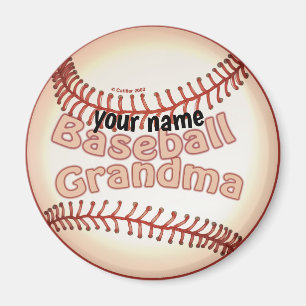 Aimant Nom personnalisé du grand-mère de baseball