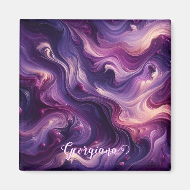 Aimant Nom personnalisé Effet peinture violet vibrant (Devant)