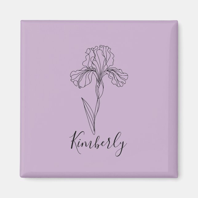 Aimant Nom personnalisé Février iris Fleur de naissance (Devant)