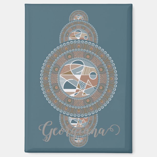 Aimant Nom personnalisé Gold Turquoise Abstrait Ornamenta (Recto)