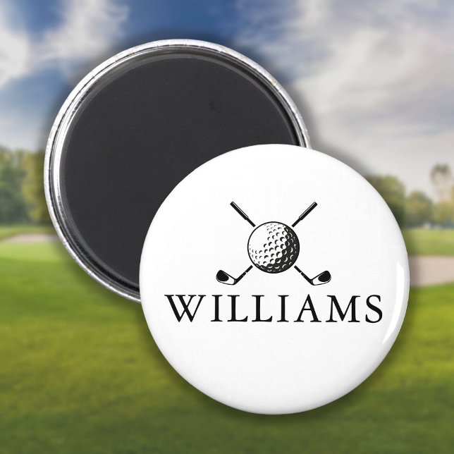 Aimant Nom Personnalisé Golf Ball Et Clubs (Custom Name Golf Ball And Clubs Magnet)