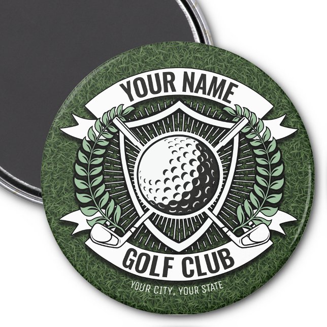 Aimant NOM personnalisé Golfer Golf Club Turf Clubhouse (Créateur téléchargé)