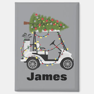 Aimant Nom personnalisé Golfeur Noël Golf Chariot Xmas