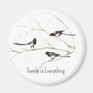 Aimant Nom personnalisé Magpie Bird Famille Tout est