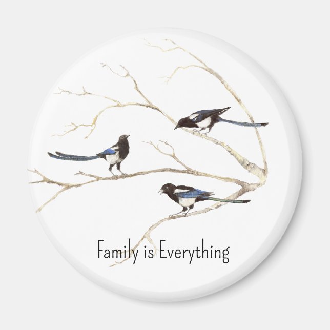 Aimant Nom personnalisé Magpie Bird Famille Tout est (Devant)