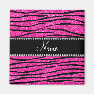 Aimant Nom personnalisé neon parties scintillant rose cha
