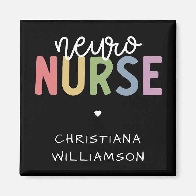 Aimant Nom personnalisé Neuro Nurse Neuroscience Infirmiè (Devant)