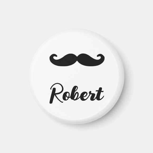 Aimant Nom personnalisé noir guidon moustache (Devant)
