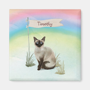 Aimant Nom personnalisé Siamese Chat Pet