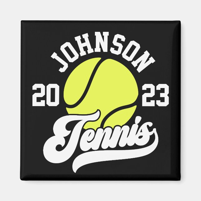 Aimant NOM Personnalisé Tennis Lecteur Racket Ball Court (Devant)