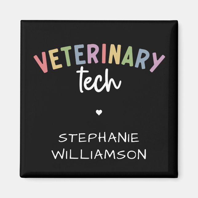 Aimant Nom personnalisé Vétérinaire | Technicien d'vétéri (Devant)