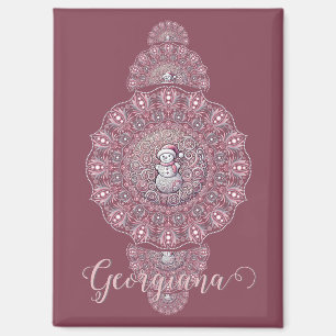 Aimant Nom Personnalisé Whimsman Snowman Ornamental Manda