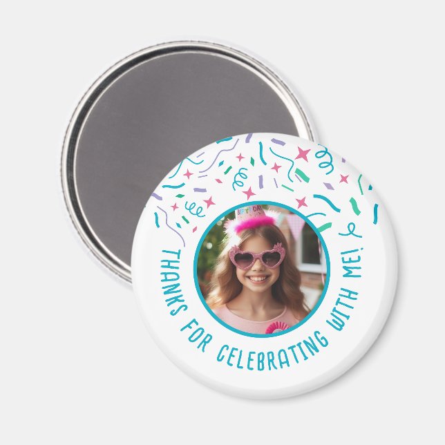 Aimant Nom Photo Personnalisé Confetti Célébration Merci (Recto/Verso)