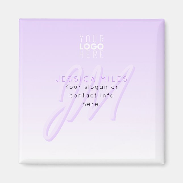 Aimant Nom professionnel et Modèle Slogan | Violet clair (Devant)
