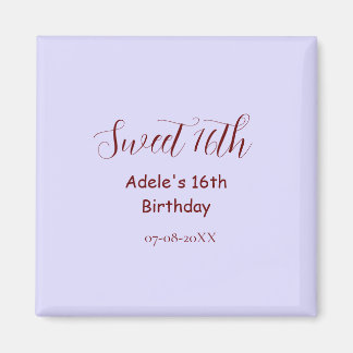 Aimant Nom rétro mauve pastel violet pour 16 ans