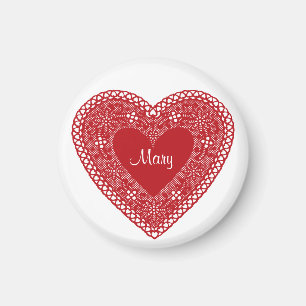 Aimant Nom Votre Coeur De Dentelle Vintage